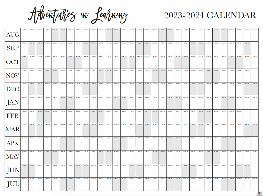 Extra Large School Year Wall Calendar 2024 to 2025