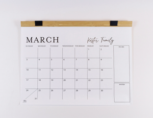 Monthly To-Do Calendar with Wood Hanger