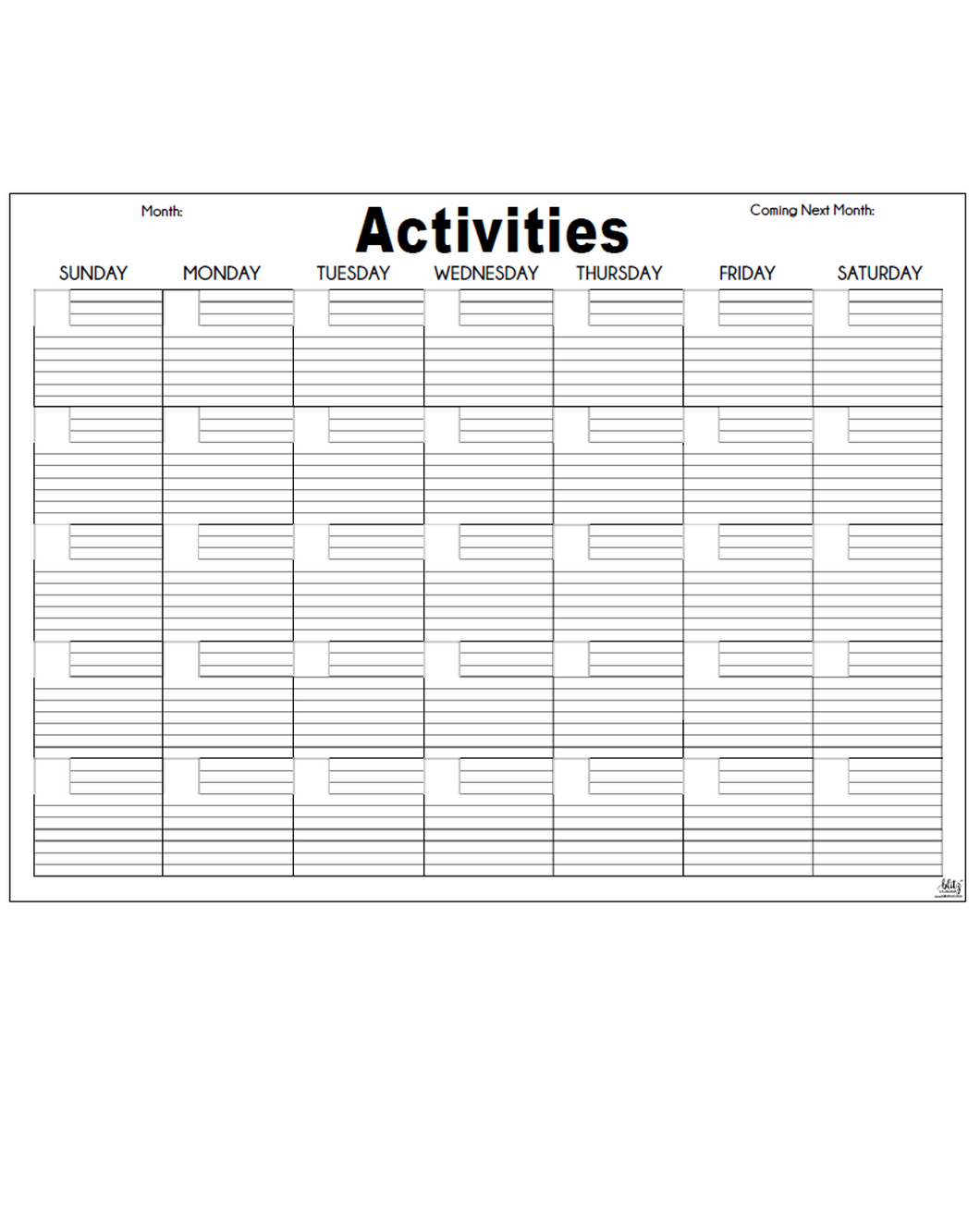 Activities Calendars