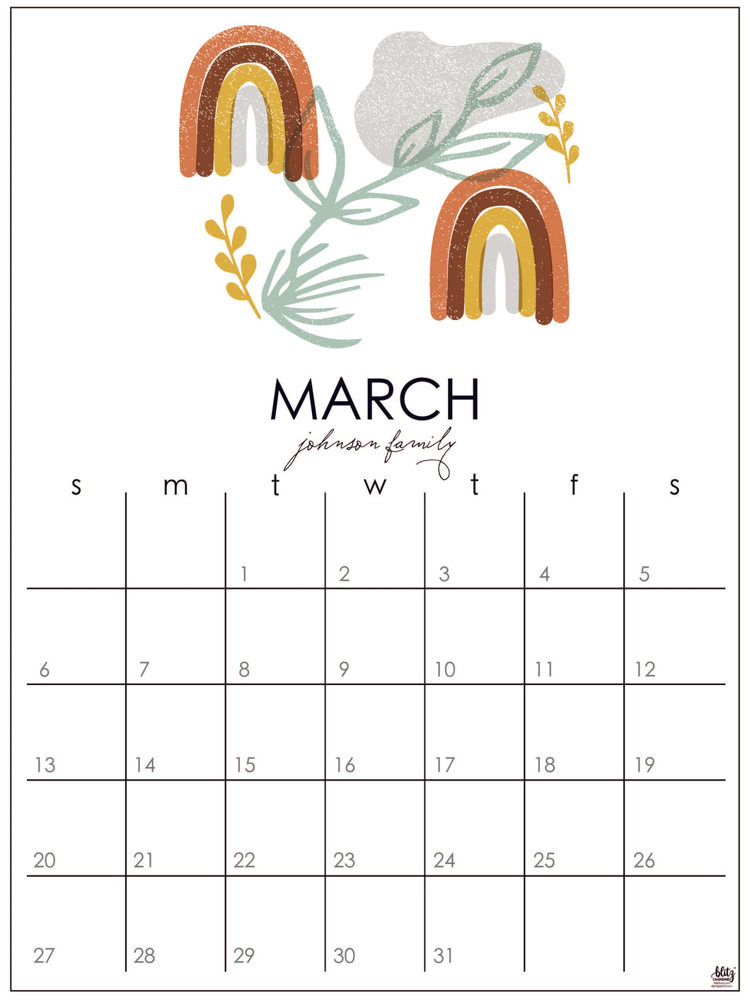 BOHO Art Calendar