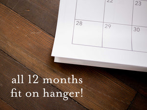 Monthly List Calendar with Wood Hanger