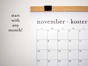 Monthly List Calendar with Wood Hanger